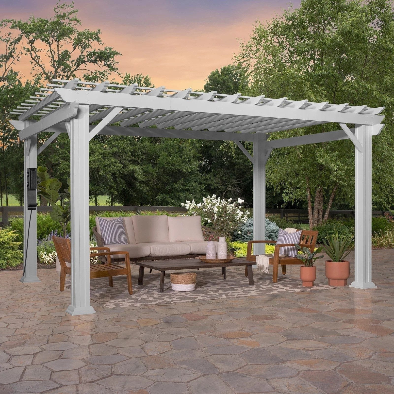 14×10 Hawthorne Traditional Steel Pergola With Sail Shade Soft Canopy - Image 1