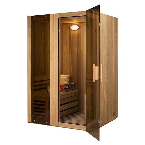 ALEKO StI2ced Cedar Indoor Wet Dry Sauna Steam Room, 3 kW Harvia KIP Heater, 2 Person - Image 1