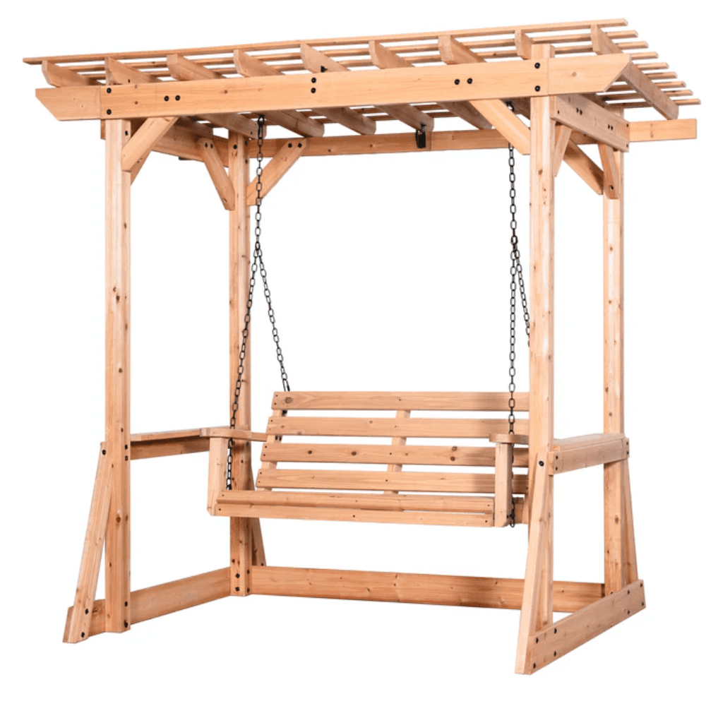 Backyard Discovery Callahan Cedar Wood Outdoor Pergola Swing Bench - Image 1