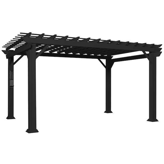 Backyard Discovery Stratford 14 ft. x 10 ft. Black Steel Pergola with Sail Shade Canopy - Image 1