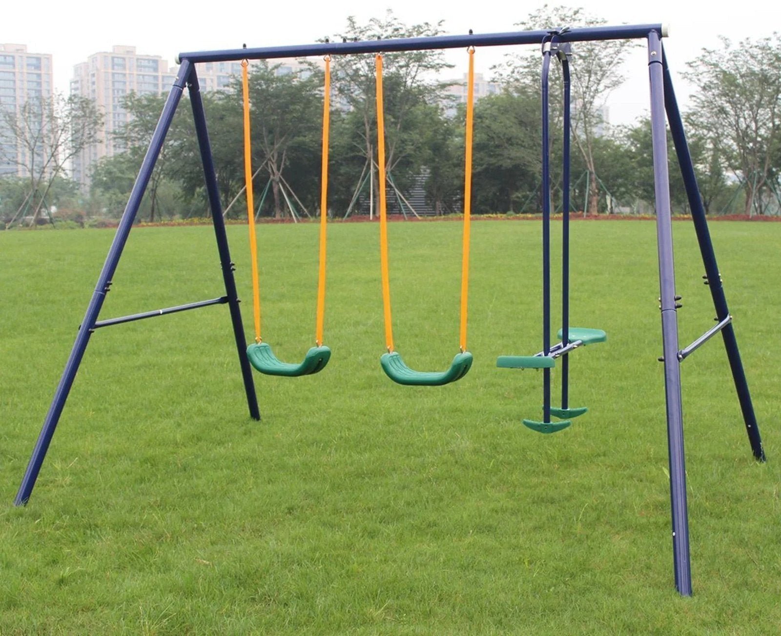 Durable Metal Swing Set with Glider – Perfect Outdoor Play for Kids - Image 1