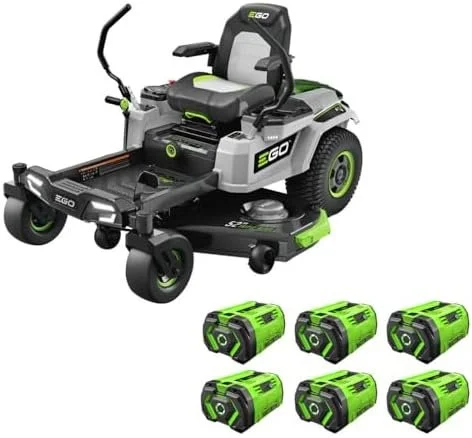 EGO Power+ Electric Riding Lawn Mower, 52″ Deck with Zero Turn Radius, Includes (6) 56V 12.0Ah Batteries and Chargers – ZT5207L - Image 1