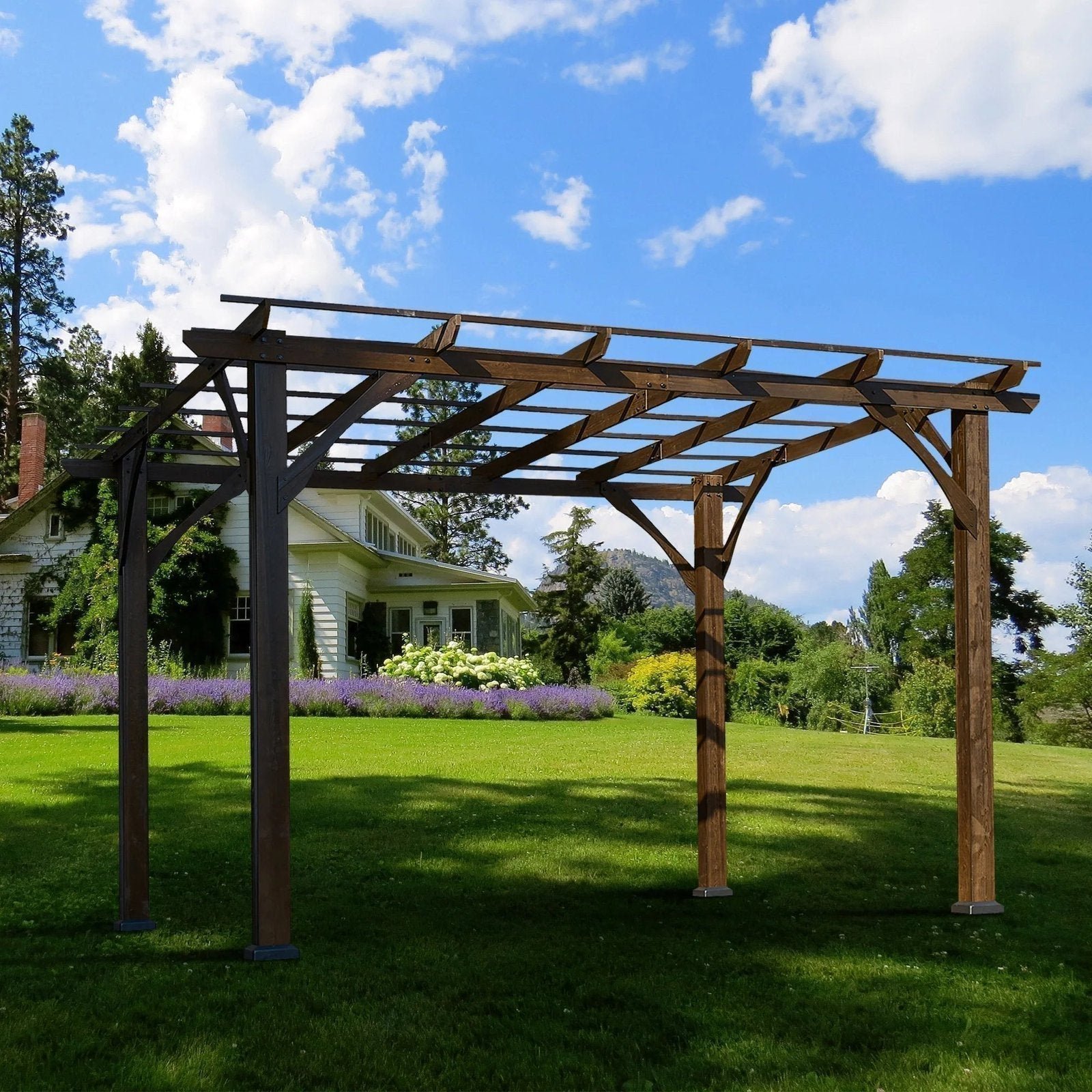 Elegant Cedar Wood Pergola – Perfect Outdoor Shade for Garden - Image 1