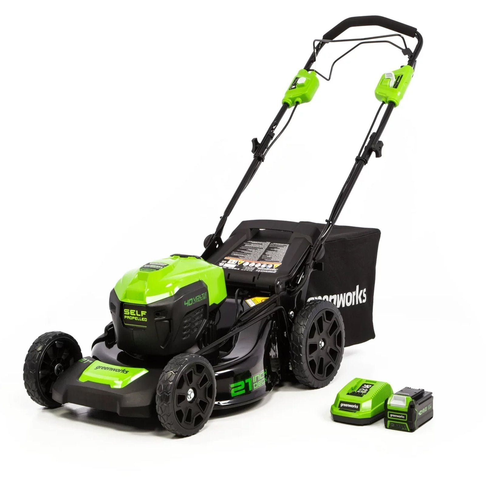 Greenworks Self-Propelled 21-inch Brushless Lawn Mower 40V with 5Ah Battery and Charger - Image 1